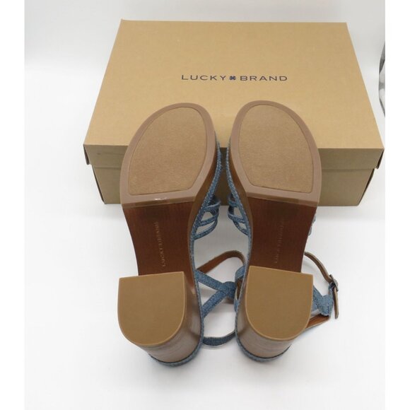 Lucky Brand Womens Denim Strappy Block Heel Sandals Size 10 NEW - Picture 6 of 6